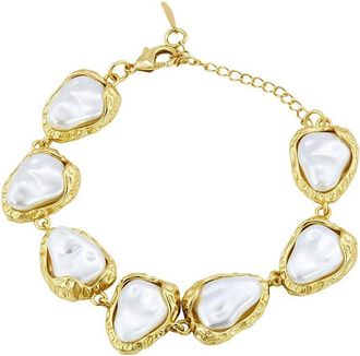 Savvy Cie Jewels 18K Plated 13-14Mm Pearl Link Bracelet