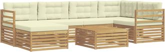 vidaXL Conjunto De Sof&aacute;s De Exterior 7 Uds. Blanco Y Crema Vidaxl