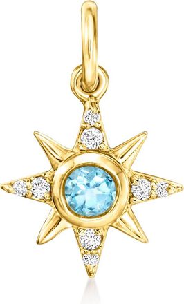 RS Pure by Ross-Simons Swiss Blue and White Topaz Star Charm in 14kt Yellow Gold