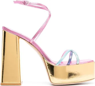 Haus Of Honey 135mm metallic platform sandals - women - Calf Leather/Calf Leather/Calf Leather/Rubber - 36.5 - Pink