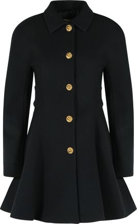 Versace Black Shirt Collar Wool Coat