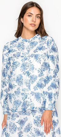 YAL New York White and Blue Floral Blouse