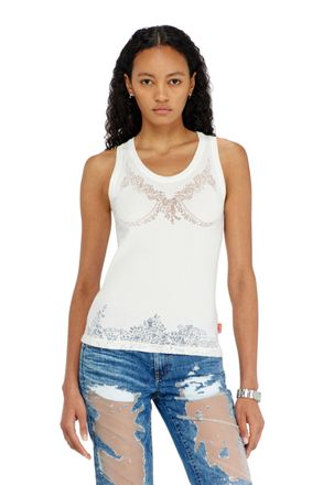 Diesel Tank top with devor&eacute; lace effect - T-Shirts - Woman - White