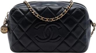 Chanel Pre-owned Quilted Lambskin Crossbody Bag - Dames - Vintage Schoudertas - Zwart - ONE Size - Leer - Vintage