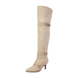 Generic Womens Sexy Over The Knee Boots Pointed Toe Med Thin Heel With Convertible Fold Over Shaft And Pleated Detail