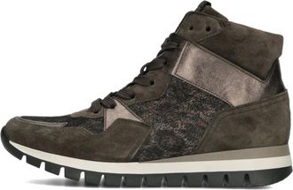 Gabor Schoenen, Dames, Bruin, 44 EU, Katoen, Bruine Hoge Sneakers voor Vrouwen