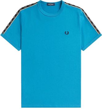 Fred Perry Retro Laurel Tape Ringer T-Shirt - Heren - T-shirts - Blauw - M - Katoen - Tops