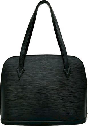 Louis Vuitton Black Leather Shoulder Bag Tote Bag (Pre-Owned)