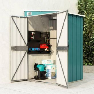 Berkfield Home Wall-mounted Garden Shed Green 118x100x178 cm Galvanised Steel | Size: 118 x 100 x 178 cm