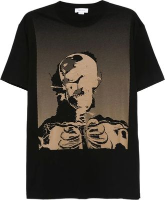 Alexander McQueen Camicia con stampa scheletro in cotone - Nero