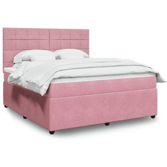 vidaXL Vidaxl - Cama Box Spring Con Colch&oacute;n Terciopelo Rosa 180x200 Cm