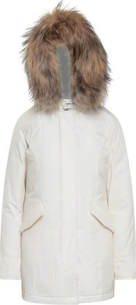 Woolrich Jassen, Dames, Beige, S, Witte Bont Gevoerde Parka Jas