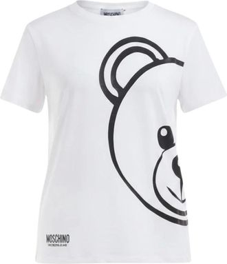 Moschino Tops, Dames, Wit, S, Katoen, T-shirt met speelgoedbeerprint