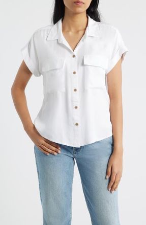 Beach Lunch Lounge Kia Short Sleeve Button-Up Shirt in White at Nordstrom, Size X-Small