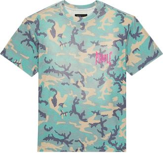 Purple graphic-print embroidered-logo cotton t-shirt - men - Cotton - S - Blue