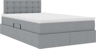 vidaXL Bed with Mattress with LED Light Grey 120 x 200 cm Fabric vidaXL