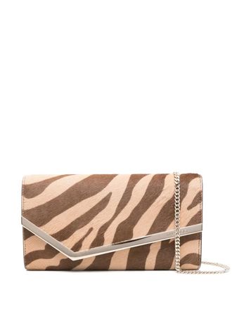 Jimmy Choo London Emmie clutch met zebraprint - Beige