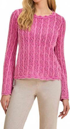 FDJ Long Sleeve Garment Dye Sweater Top In Fuschia
