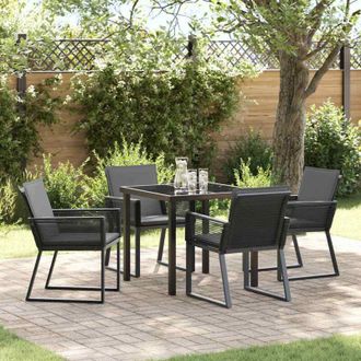 vidaXL Conjunto De Comedor De Jard&iacute;n 5 Pcs Negro Polirat&aacute;n Vidaxl
