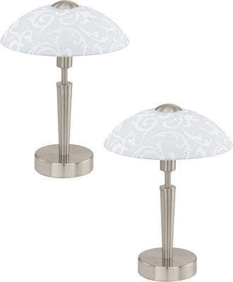 Loops 2 PACK Table Lamp Colour Satin Nickel Shade White With Decor Satin Glass E14 60W