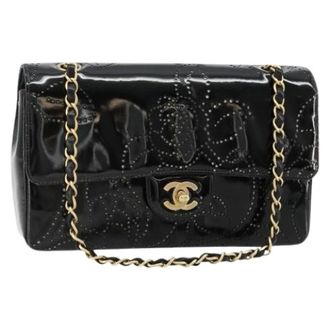 Chanel Pre-owned Shoulder Bags, female, Black, Size: ONE SIZE Pre-owned Vintage Patent Leather Shoulder Bag