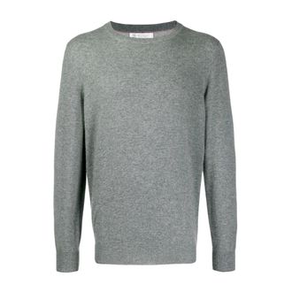 Brunello Cucinelli Round-neck Knitwear, male, Gray, 2XL, Luxurious Crew Neck Knitwear Lightgray