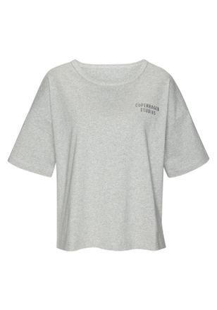 Copenhagen T-Shirt COPENHAGEN STUDIOS, Damen, Gr. 32/34, grau, Single Jersey, Obermaterial: 88% Baumwolle, 12% Polyester, unifarben, loose fit h&uuml;ftlang, Rundhals