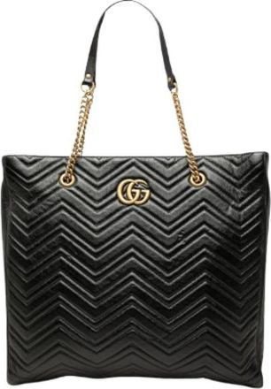 Gucci Pre-owned Quilted Tote Bag - Dames - Vintage Shopper - Zwart - ONE Size - Leer - Vintage