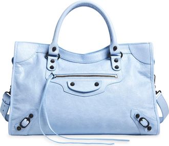 Balenciaga Medium Le City Leather Satchel in 4921 Cloudy Blue at Nordstrom