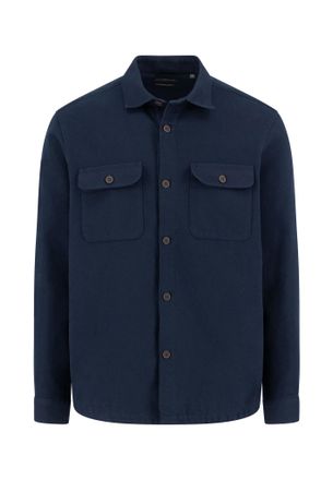 Fynch-Hatton Langarmhemd FYNCH-HATTON, Herren, Gr. 4XL, N-Gr, navy, Web, Obermaterial: 100% Baumwolle, unifarben, regular fit taillenbedeckt, Manschette, Hemden La