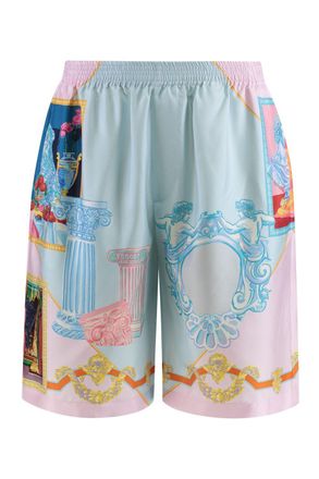 Versace Geprinte Zijde Korte Broek