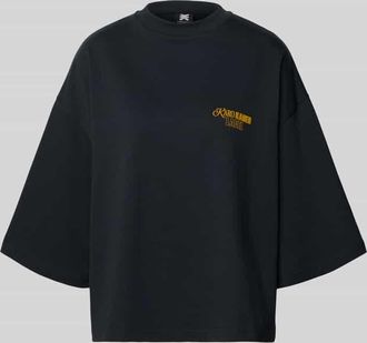 Karo Kauer Cropped T-Shirt mit r&uuml;ckseitigem Statement-Print in Dunkelblau, Gr&ouml;&szlig;e XL