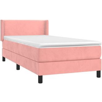 vidaXL Cama Box Spring Con Colch&oacute;n Terciopelo Rosa 100x200 Cm Vidaxl