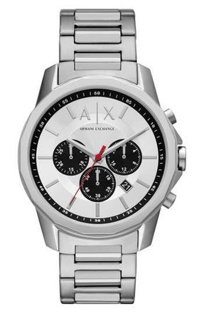 A|X Armani Exchange Bracelet Strap Chronograph Watch, 44mm in Silver at Nordstrom Rack