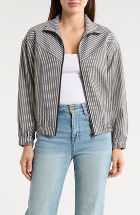 Patrizia Luca Pinstripe Bomber Jacket in Grey at Nordstrom Rack, Size X-Small