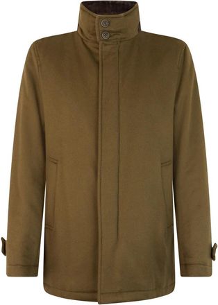 Herno Jas met knoopkraag - Heren - Zomerjassen - Bruin - L - Wol - Jassen