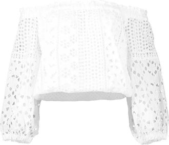 Temptation Positano Blusa Maira con spalle scoperte e pizzo - Bianco