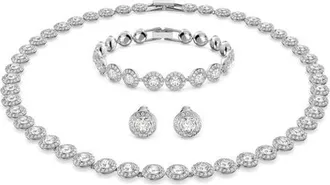 Swarovski Una All Around Crystal Necklace, Bracelet & Stud Earrings Set in White/Silver at Nordstrom