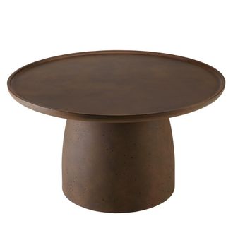 Macabane Mesa de centro redonda de hormig&oacute;n marr&oacute;n, 80 cm de di&aacute;metro