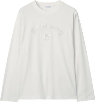 Burberry T-shirt met geborduurd logo en lange mouwen - Beige