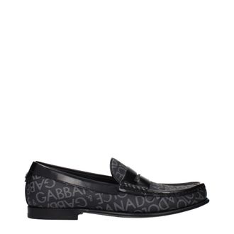 Dolce & Gabbana Black Fabric Slip-On Mens Loafers