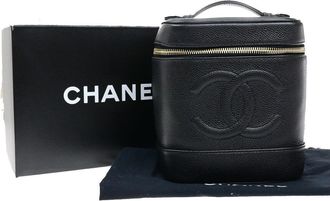 Chanel Vintage Timeless Cosmetic Case Caviar Calfskin Handbag (Pre-Owned)