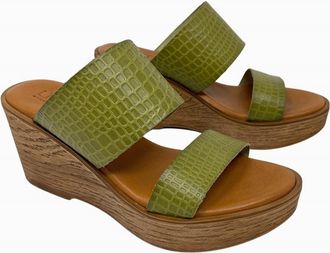 Liberitae Gema Leather Platform Sandals In Green