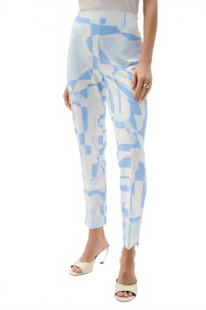Joseph Ribkoff Geometric Straight Pull-On Pants In Blue/beige