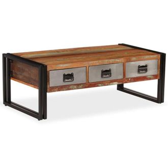 vidaXL Vidaxl - Tavolino con 3 Cassetti in Massello Recuperato 100x50x35cm