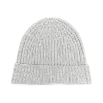 Lisa Yang Kasjmier Geribbelde Gebreide Muts - Dames - Hoeden - Grijs - ONE Size - Kasjmier - Accessoires