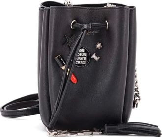 Saint Laurent Monogram Bourse Embellished Leather Mini bucket bag - Zwart
