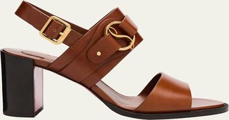 Christian Louboutin 70mm Her in Roma Leather Block-Heel Sandals