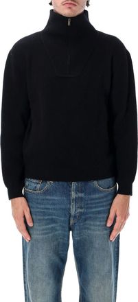 Saint Laurent Black Knitted Half Zip Sweater
