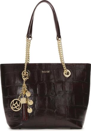 Kazar Tassen, Dames, Bruin, ONE Size, Leer, Elegante bordeauxrode handtas met reliëfpatroon